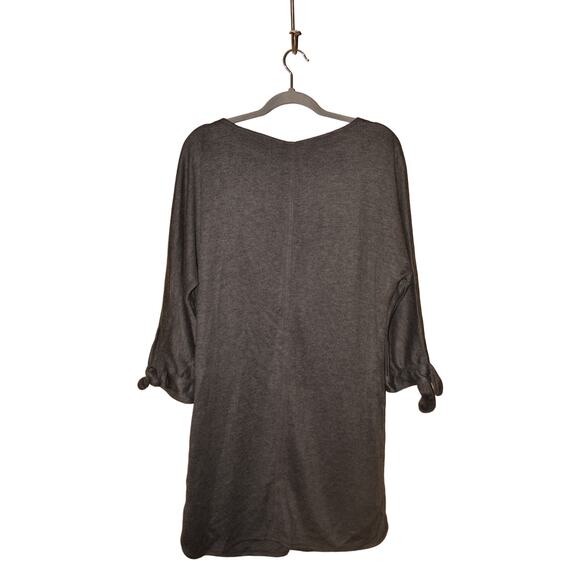 MAX STUDIO NEW $98 3/4 Sleeve Heavy Knit Shift Dress w/ Tie Cuffs Charcoal Small - Picture 2 of 3